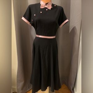 Stop Staring Rockabilly/Pinup Dress w/Bow Tie from Early 2000s Pink & Black